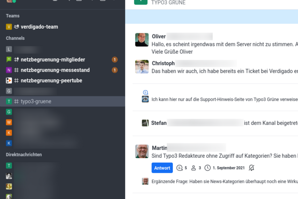 Chat TYPO3 GRÜNE (Screenshot)